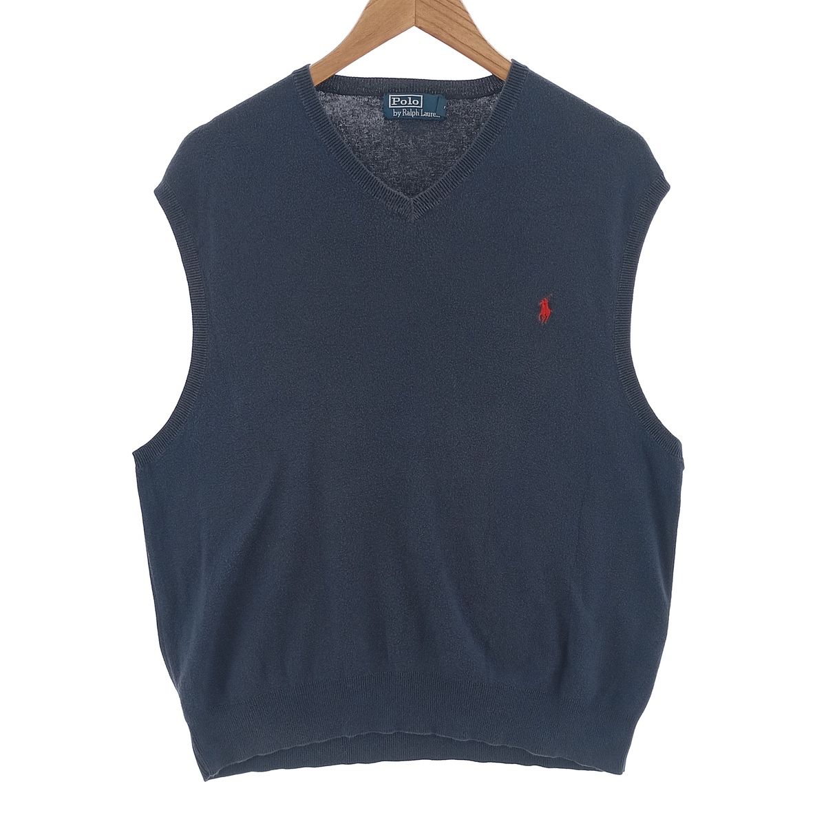 古着 ラルフローレン Ralph Lauren POLO by Ralph Lauren Vネック ピマコットンニットベスト メンズL相当/eaa402393