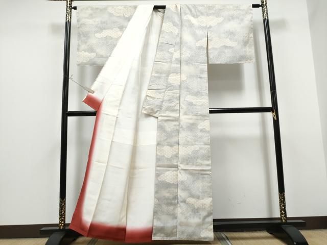 平和屋着物▽結城紬 単衣 80亀甲 飛び亀甲 幾何学文様 正絹 逸品