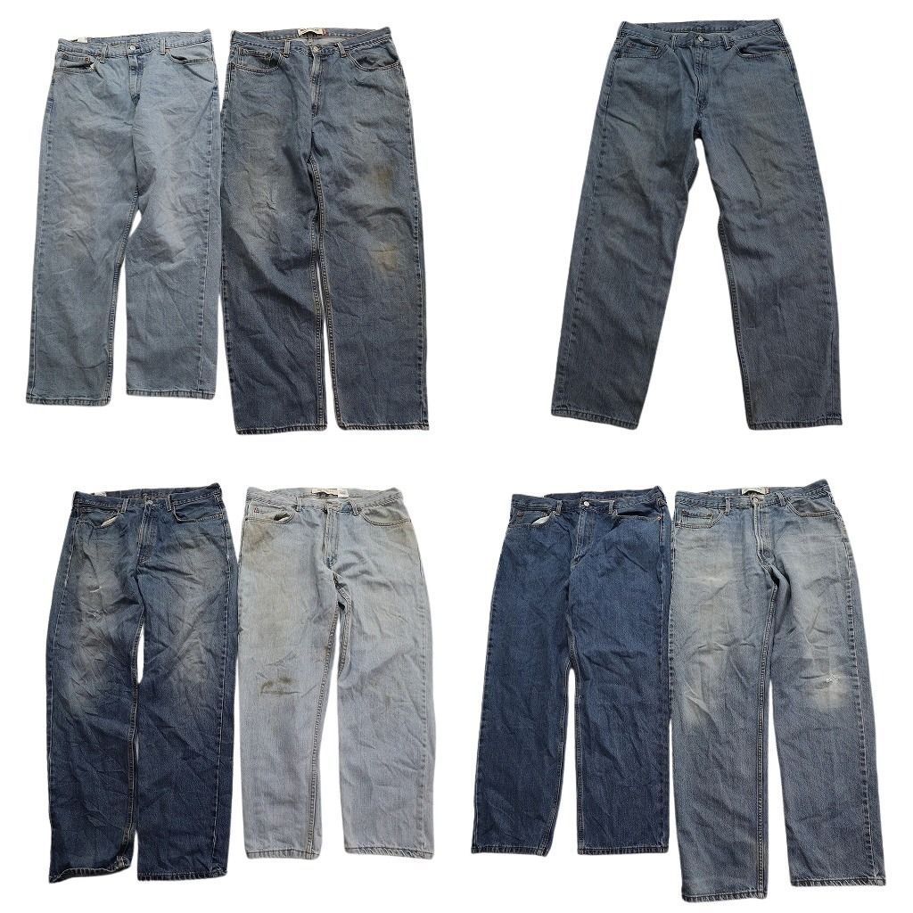 【B品】古着卸 まとめ売り リーバイス 550 デニム パンツ 7枚セット (メンズ 38 /40 ) ライトブルー フェード 中古 古着 MY3556