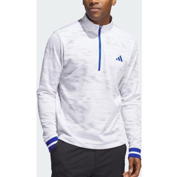 ADIDAS アディダス ゴルフ 長袖 ハーフジップ ホワイト L メンズ アディダス 【ゴルフ】ハーフジップ パイル 長袖ジャケット