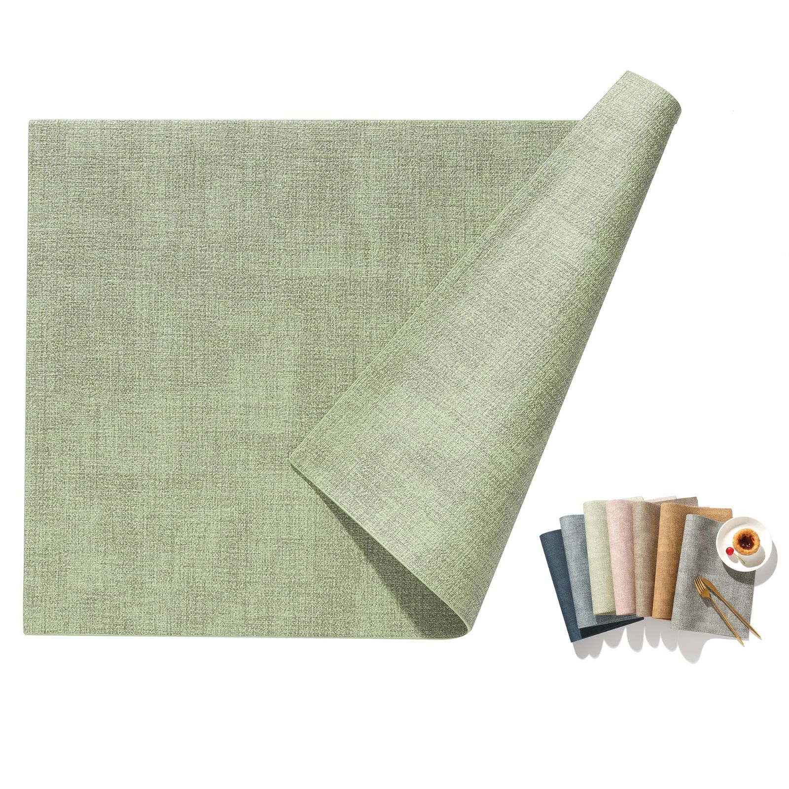 撥水 丸洗いOK レストラン用 防汚 家庭用 清潔しやすい 断熱 飾り 華やか 滑り止め おしゃれ セット ４３cm×３０cm 高質PUレザー ランチョンマット ライトグリーン Colors Univo