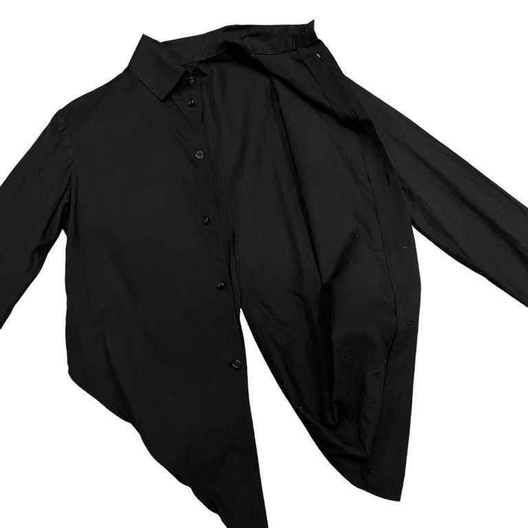 Yohji Yamamoto +NOIR コットンシャドーストライプ燕尾シャツ 変形