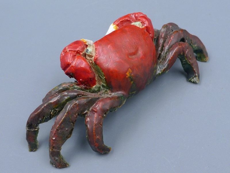 希少 本物保証 明治期 水月焼 初代 好川恒方 作 蟹 天神蟹 置物 狩野派