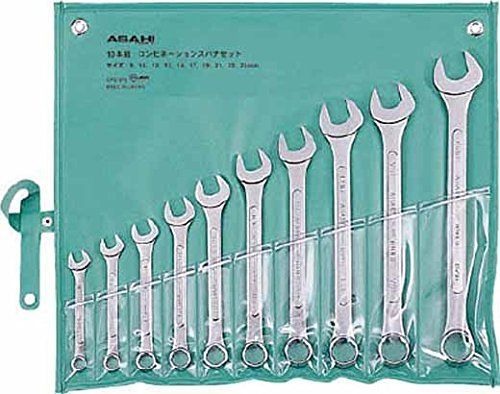 ASH コンビネーションスパナ10本組セットJIS8-24mm パネルタイプ CPS1010