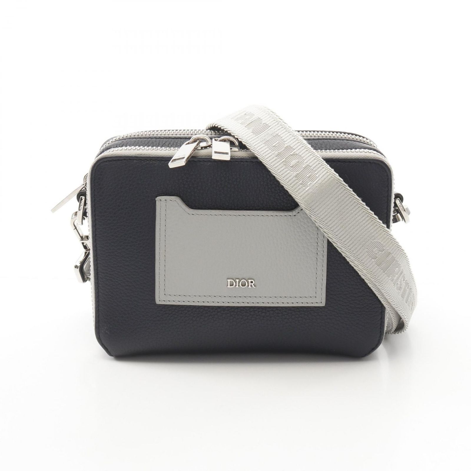 Dior ショルダーバッグ ネイビー/グレー ディオール Dior ショルダーバッグ ネイビー/グレー レザー