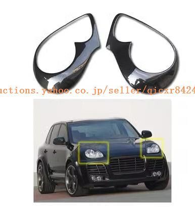 ポルシェ 955 Cayenne 04-07 カーボンヘッドライトカバー 2P q46907