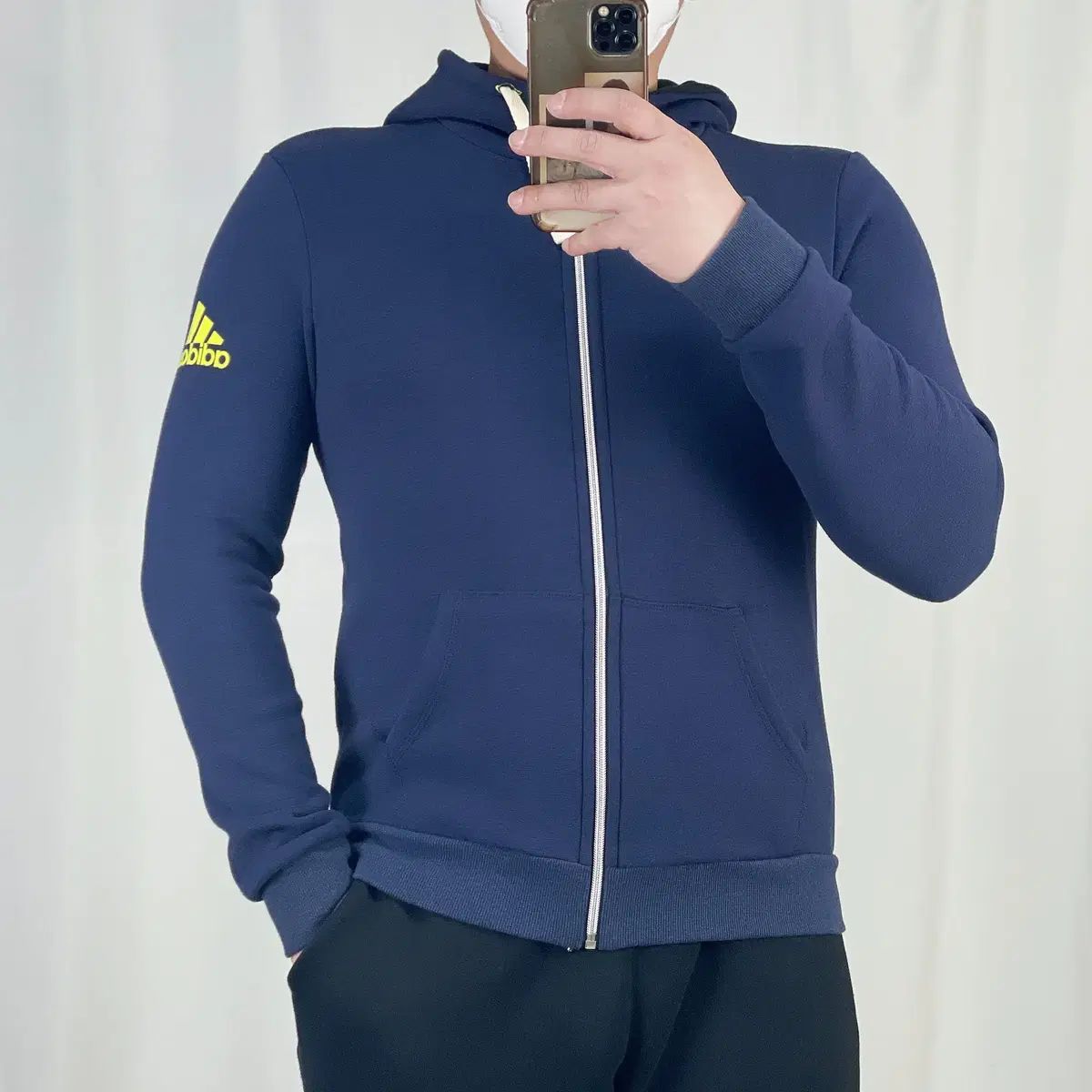 取引 adidas(アディダス) ネイビー 裏起毛 フード付き ジップアップパーカー