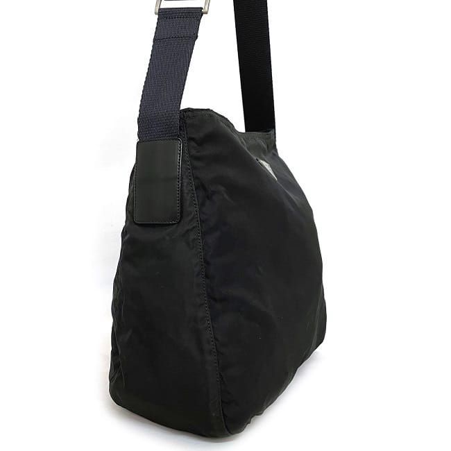 プラダ ショルダーバッグ ブラック シルバー テスート B6675F 美品