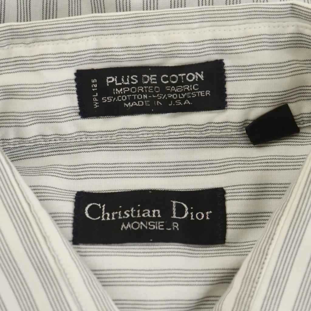 80113 クリスチャンディオール　長袖ストライプシャツ　M 古着 クリスチャンディオール Christian Dior MONSIEUR 長袖