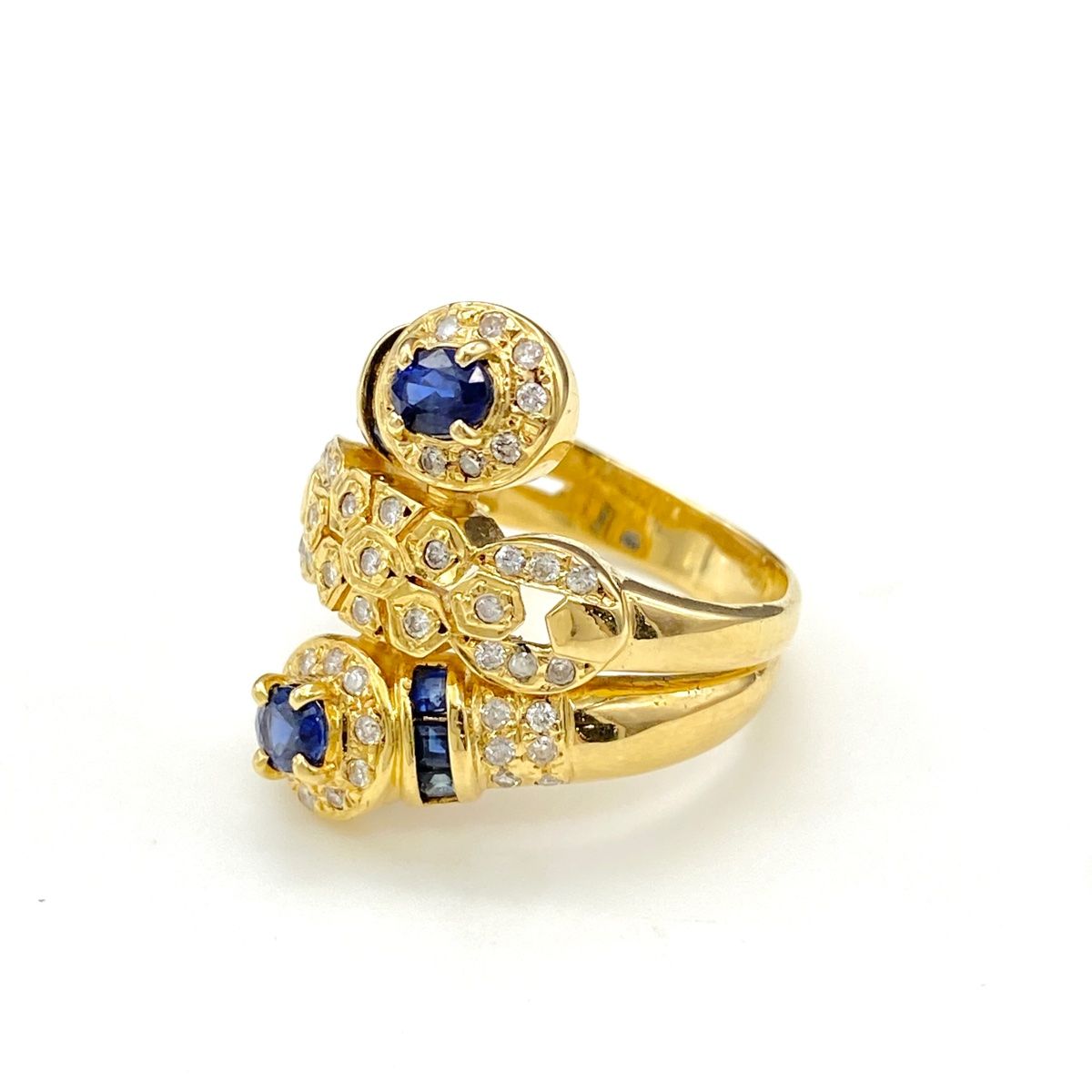 サファイア デザインリング プラチナ 指輪 メレダイヤ リング 14号 K18 サファイア ダイヤモンド レディース