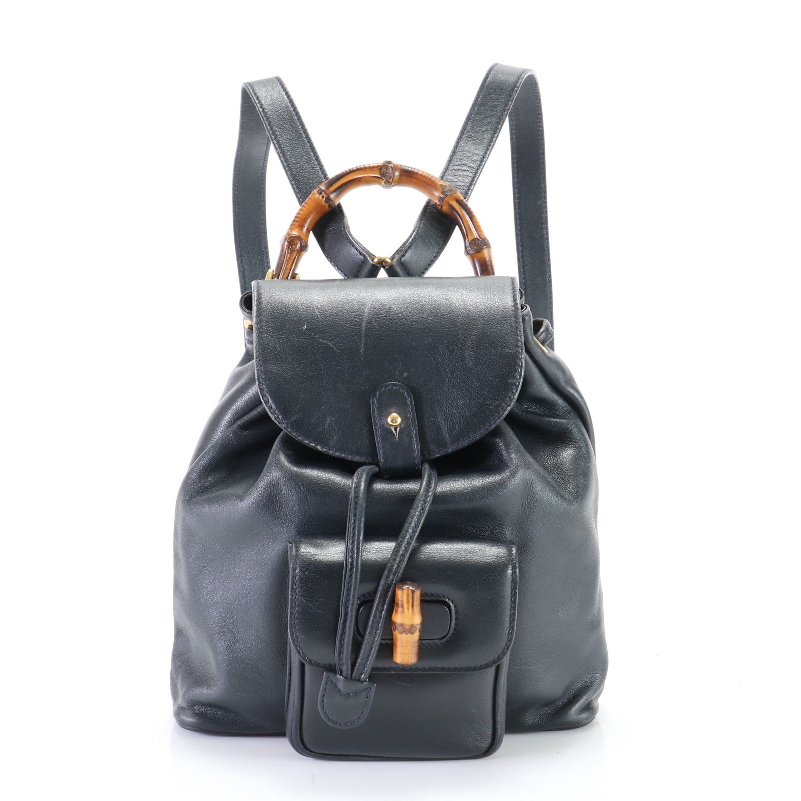 美品 オールドグッチ バンブー 003 2034 0030 レザー リュックサック 