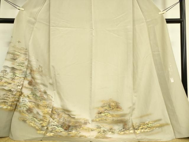 平和屋着物▽訪問着 単衣 飛鶴浜松文 暈し染め 金銀