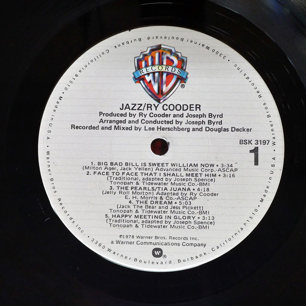 米 US盤 RY COODER/JAZZ/WARNER BSK3197 LP - メルカリ