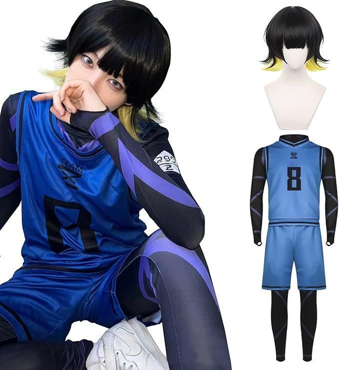ブルーロック コスプレ 蜂楽廻コスプレ　ウィッグ付き BlueLock ユニフォーム ブルロク コスプレ衣装運動服 アニメ コスプレ衣装 仮装 大人用 cosplay 文化祭 コスチューム ステージ服