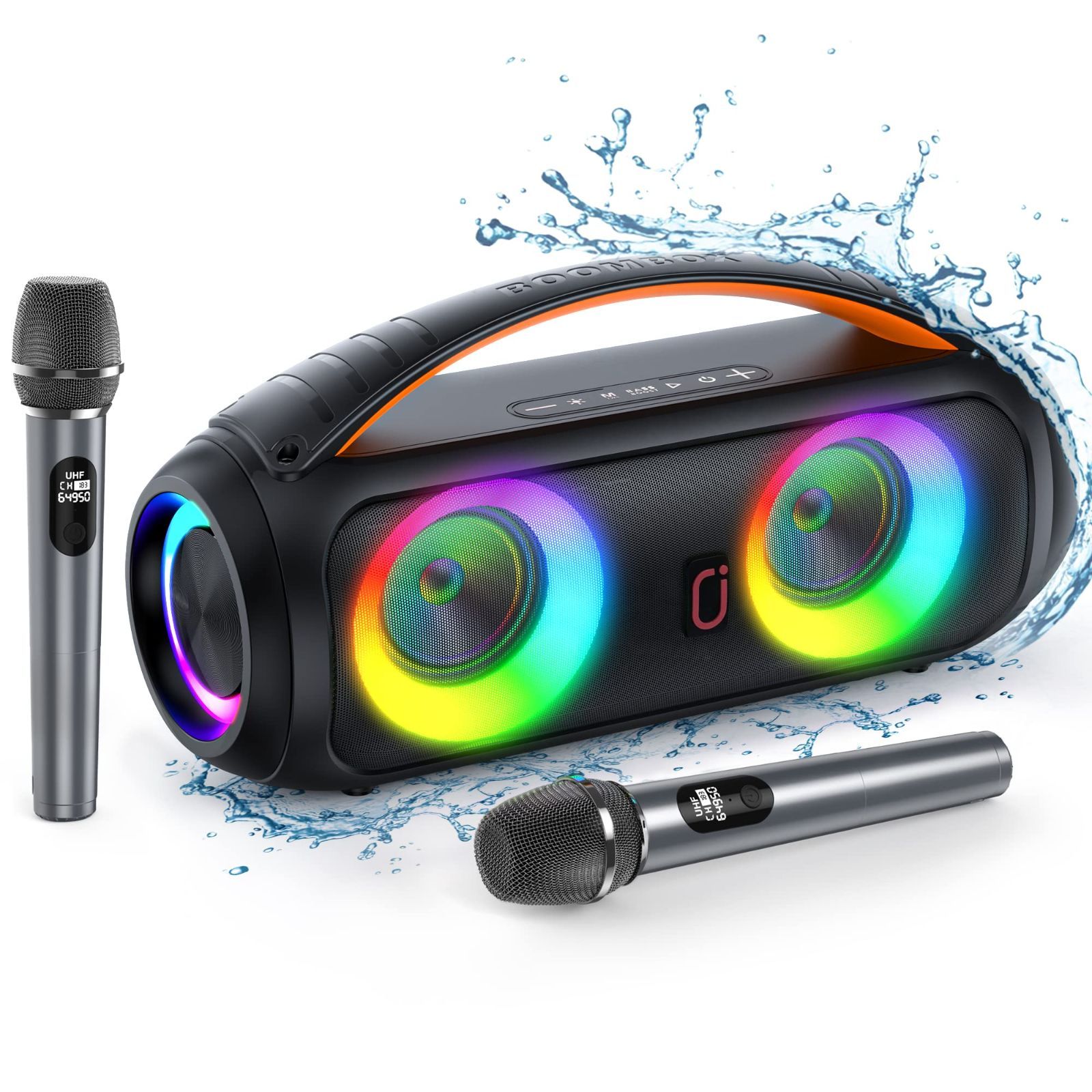 ポータブル ワイヤレススピーカー bluetooth IPX5完全防水 TWS対応40W 24時間連続再生 スピーカー 大音量 重低音強化 LEDライト付き Bluetooth D16T 5.3 マイク内蔵 AUX接続 TFカード対応 JAUYXI