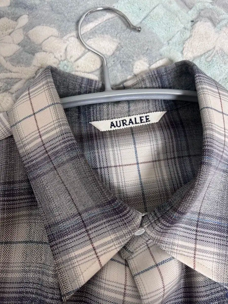 5 オーラリー スーパー ライト ウール チェック シャツ グレー チェック - 23AW