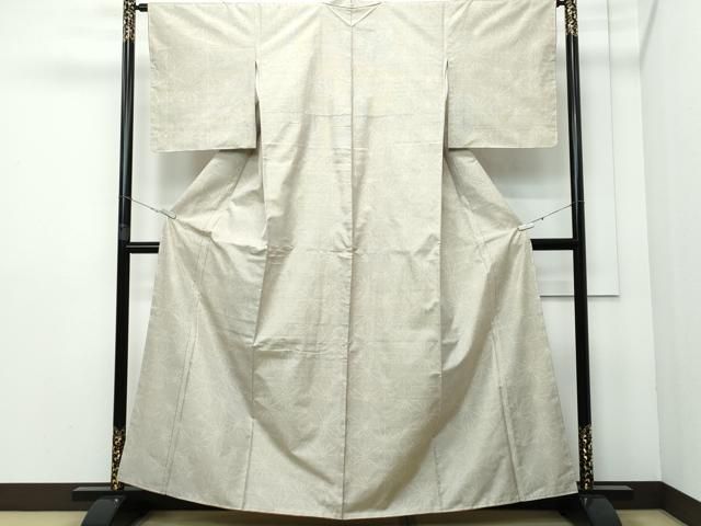 平和屋着物○本場大島紬 白大島 9マルキ 麻の葉文 正絹 逸品