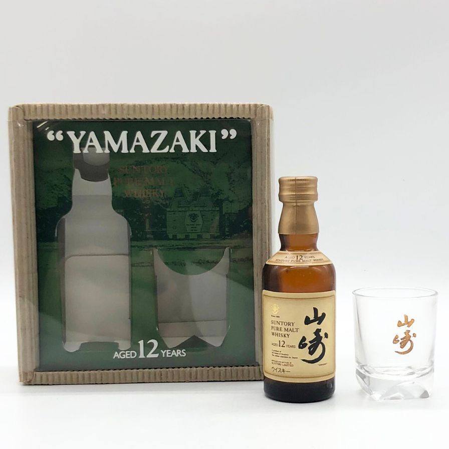 東京都限定◇サントリー 山崎 12年 ミニボトル 小売 ピュアモルト グラス付き【W】