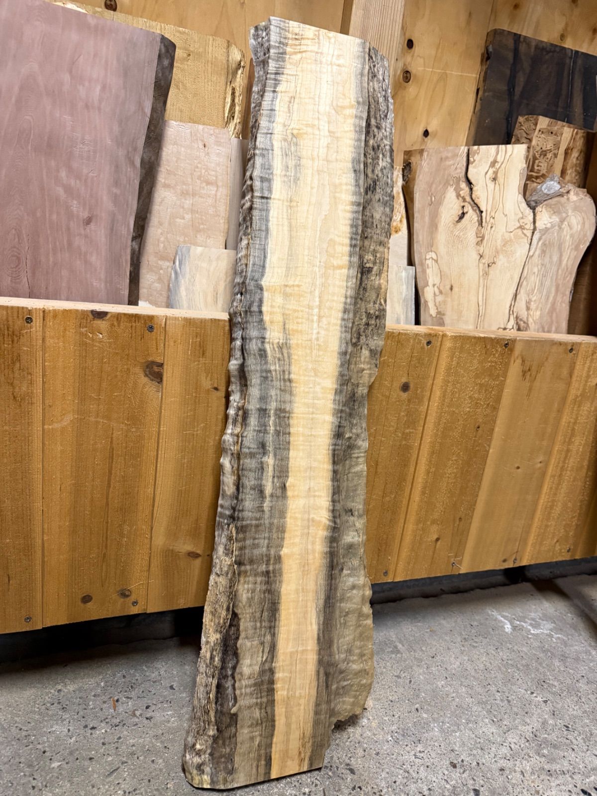 激縮杢ブルー カエデ 楓 板 一枚板 無垢材 銘木 木工 DIY 素材