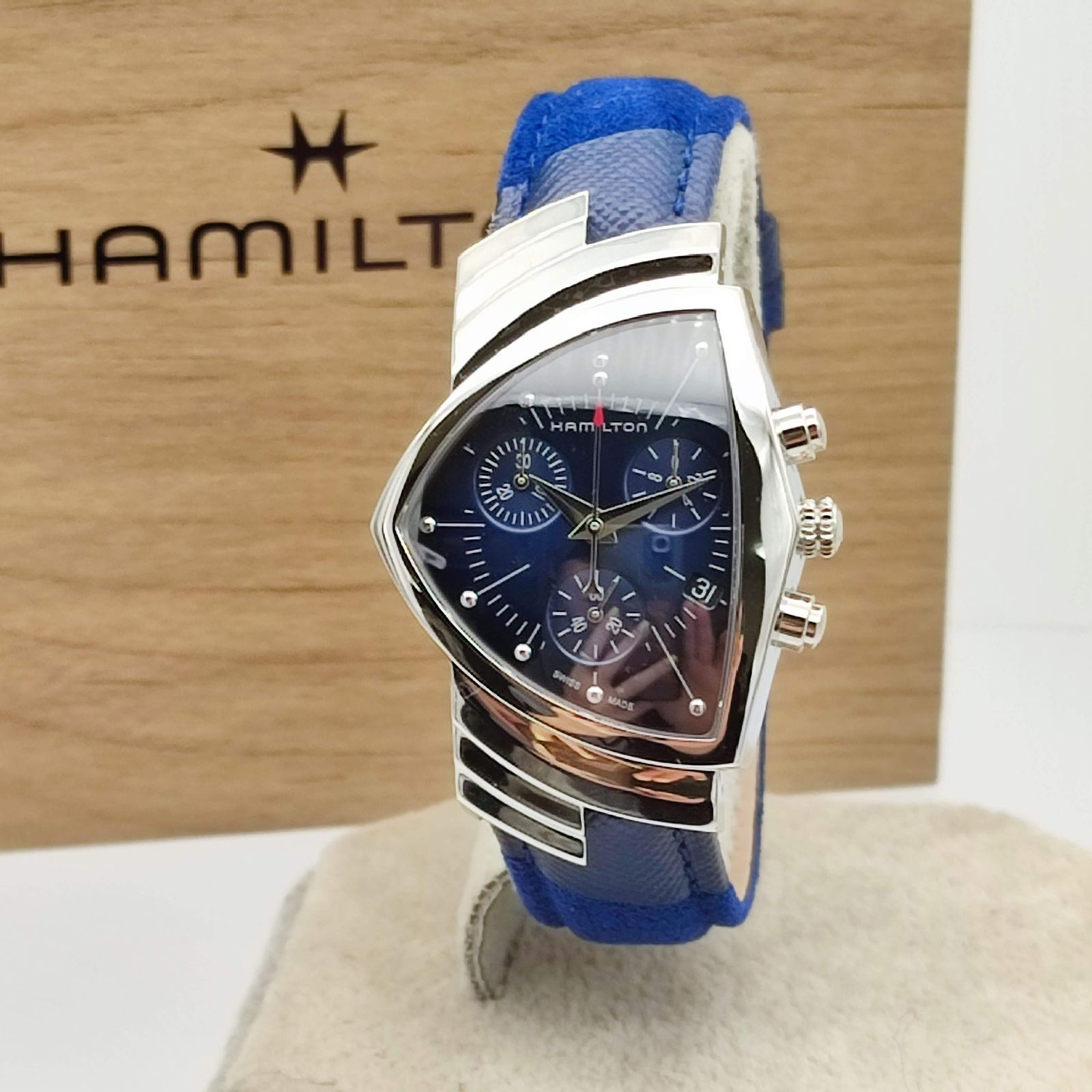 超美品】HAMILTON ハミルトン H244320 ベンチュラ クロノグラフ ブルー  
