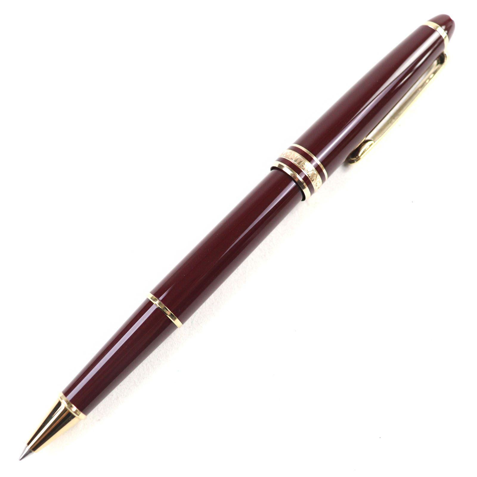 ○MONTBLANC モンブラン マイスターシュテュック クラシック ロゴ刻印 ホワイトスター キャップ式 ボールペン ボルドー ゴールド 箱 ケース付き ドイツ製