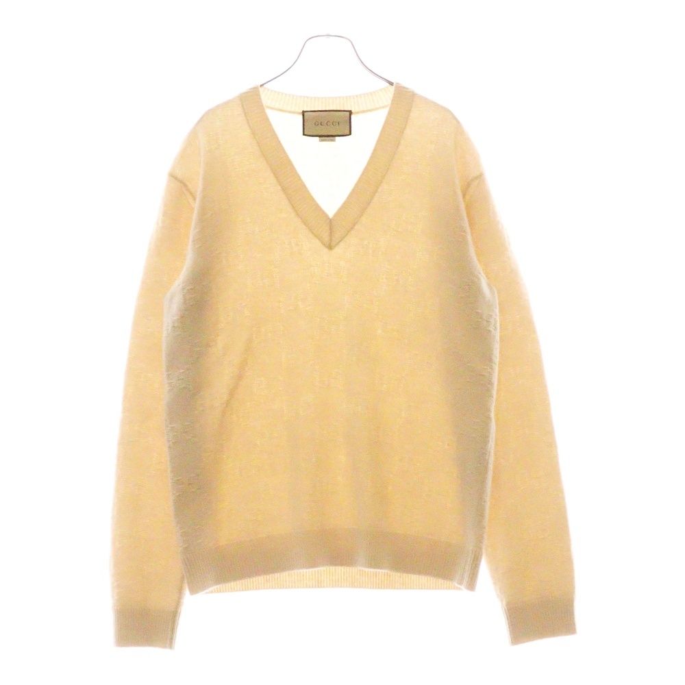 GUCCI (グッチ) GG総柄クルーネック ニットセーター ベージュ 692867