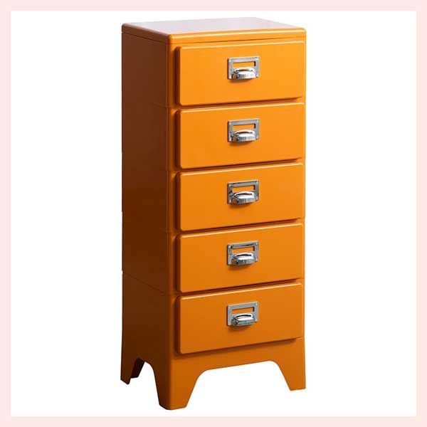 レトロモダン5段チェスト レトロモダンな多段カラーチェスト（5段）「W39.5×D31×H96.5cm
