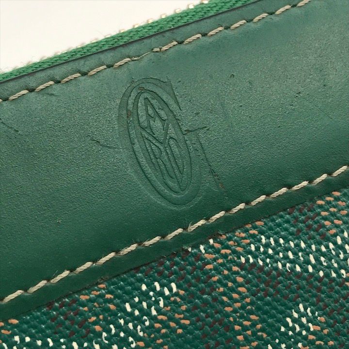 良品 GOYARD ゴヤール マティニョン GM ヘリンボーン レザー ラウンドファスナー 長財布 ウォレット グリーン 箱付き ユニセックス a7033 良品 GOYARD ゴヤール マティニョン GM ヘリンボーン レザー ラウンド