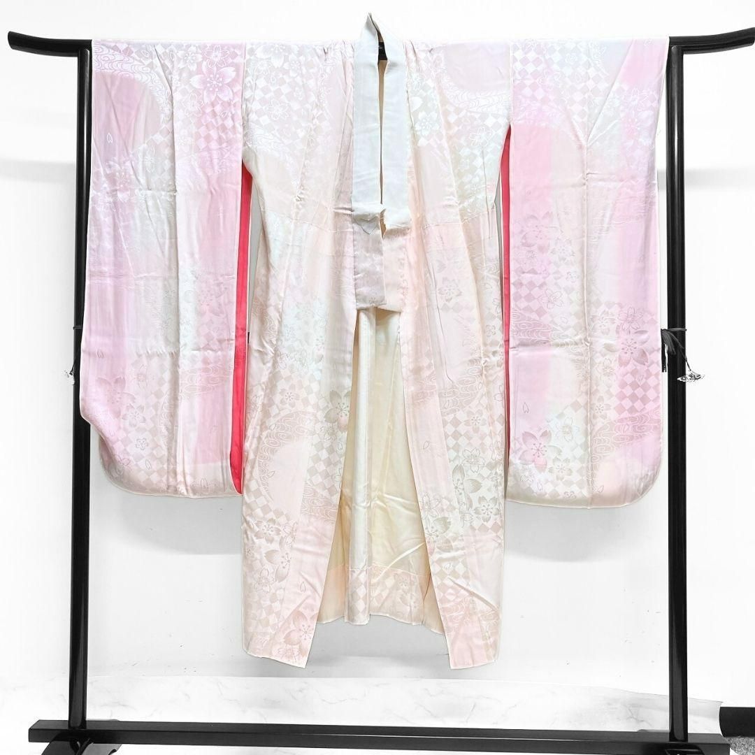 金駒刺繍 刺繍 金通し 蝶 花模様 振袖 襦袢セット 成人式 着物 022a p