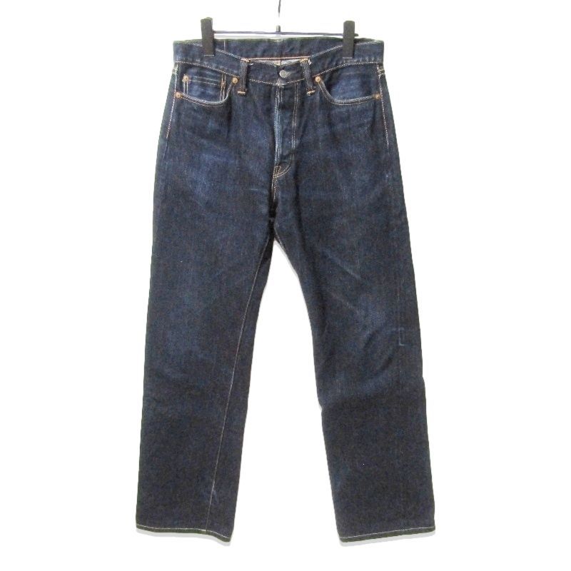 visvimダークデニム ストレートパンツ ボタンフライ ツーボタンブラックデニムワイドパンツ | ファッション通販