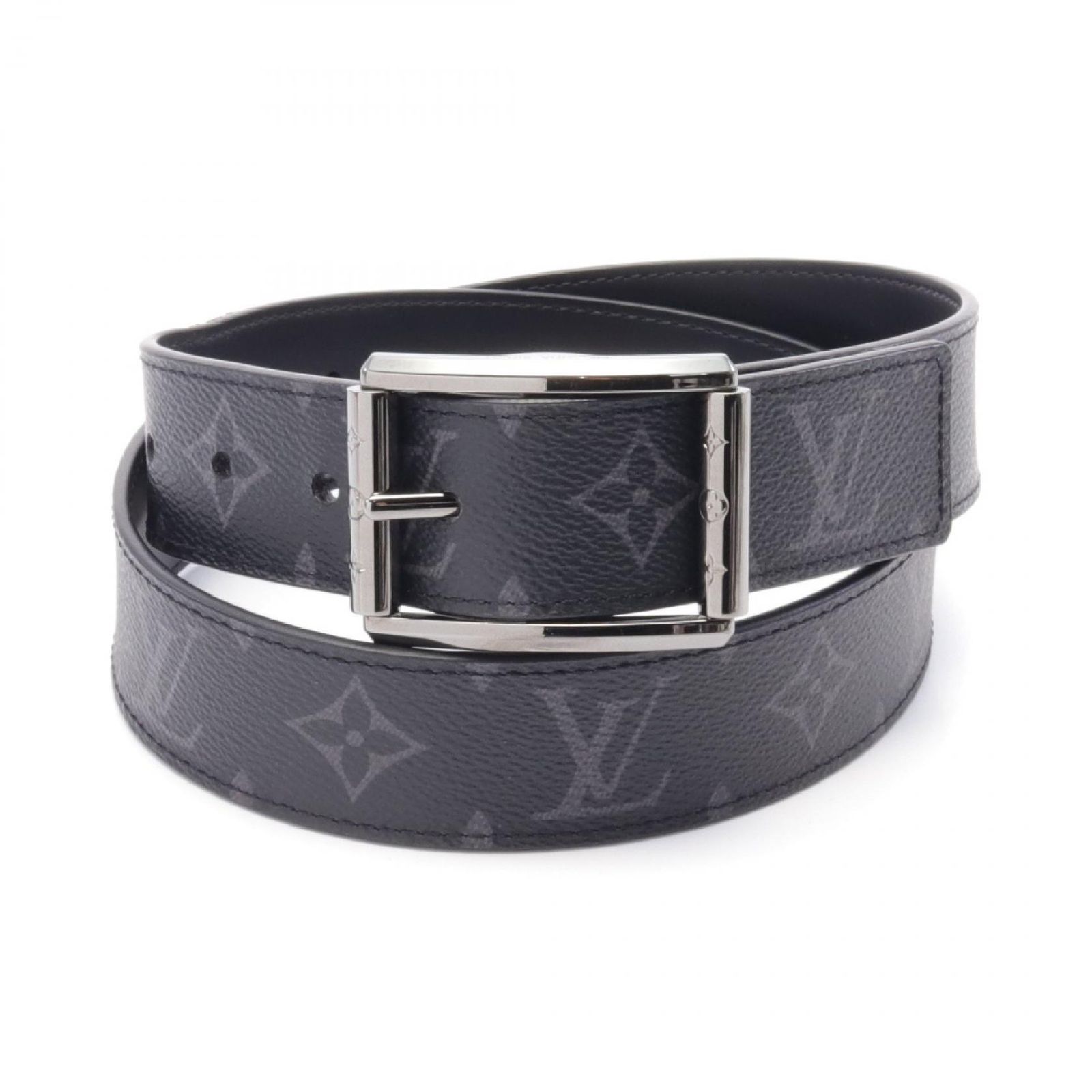 ルイ・ヴィトン LOUIS VUITTON ベルト サンチュールLV アップタウン35MM モノグラムエクリプス M0541 ブラック PVCコーティングキャンバス レザー ベルト サンチュールLV アップタウン メンズ Used B