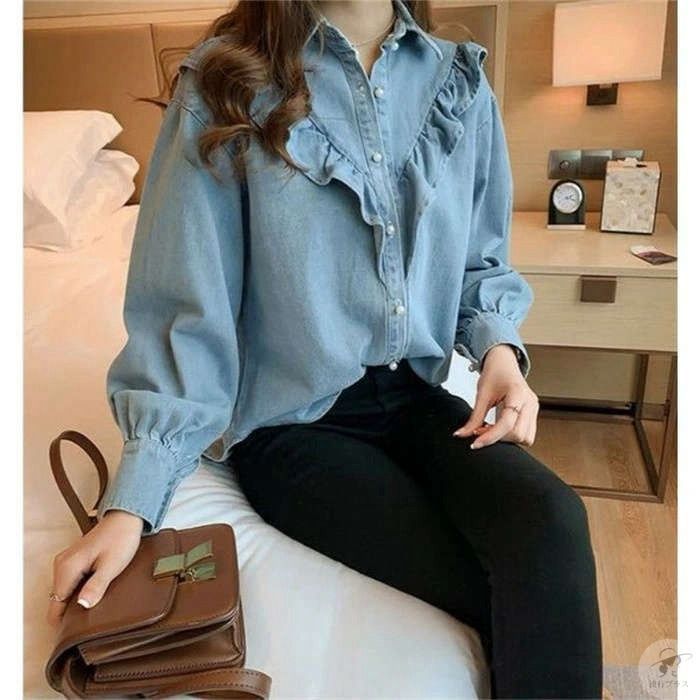 デニムシャツ ブラウス レディース きれいめ 40代 春秋 上品