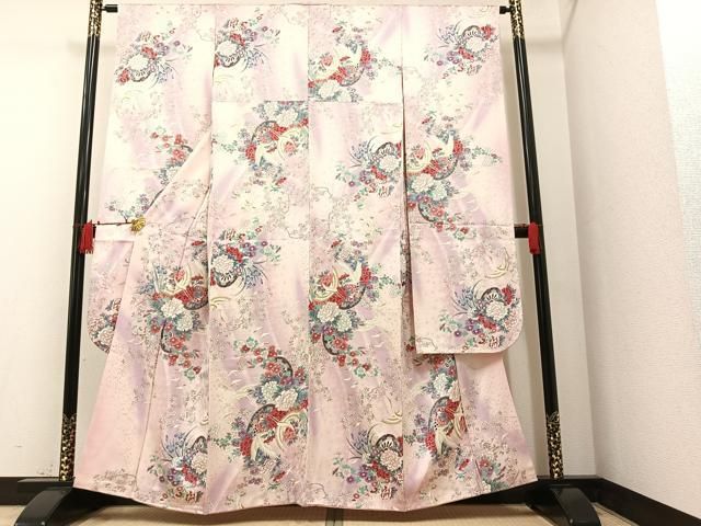 贈り物 豪華振袖枝垂れ桜暈し染め銀彩正絹逸品着丈166cm(肩から) 着物・浴衣