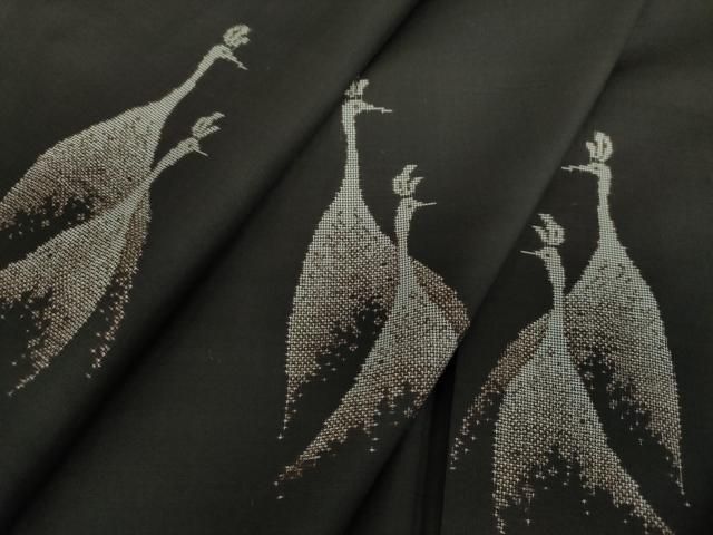 平和屋着物○本場大島紬 9マルキ 地空 冠鶴 正絹 逸品 DAAQ3343ps  