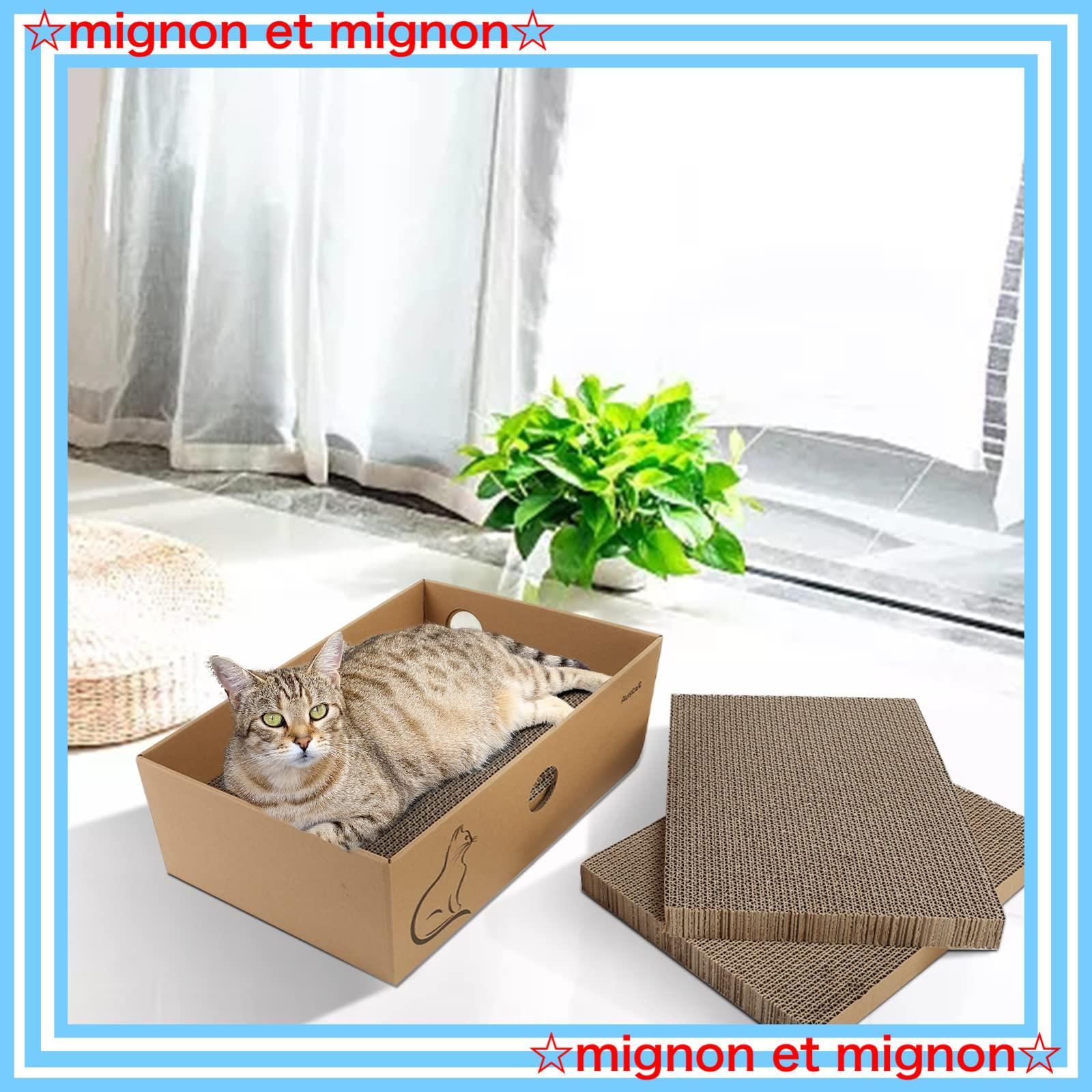 即日発送】37×27×13CM 箱型 猫ベッド兼用 取り換え用爪研ぎ4枚