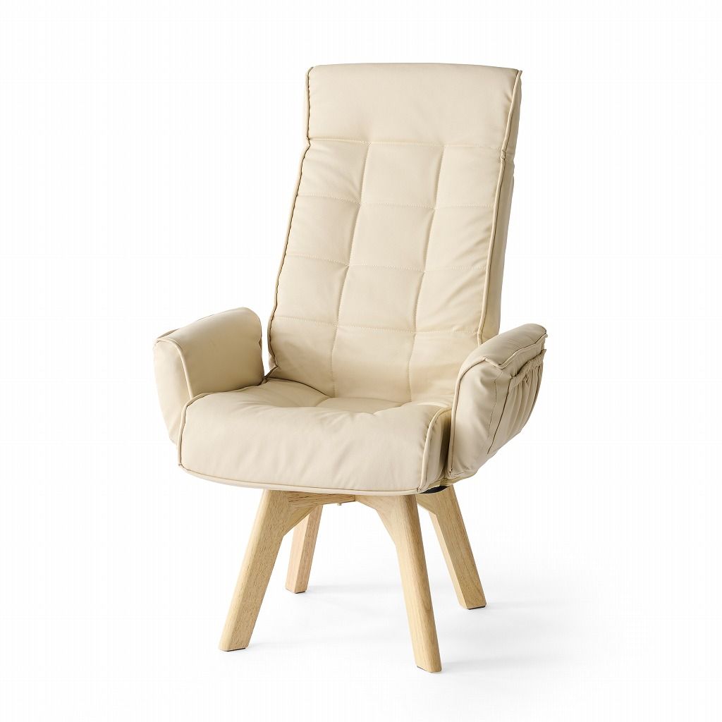 アイリスオーヤマ リクライニングチェア 回転チェア アイボリー K104790F IRIS OHYAMA