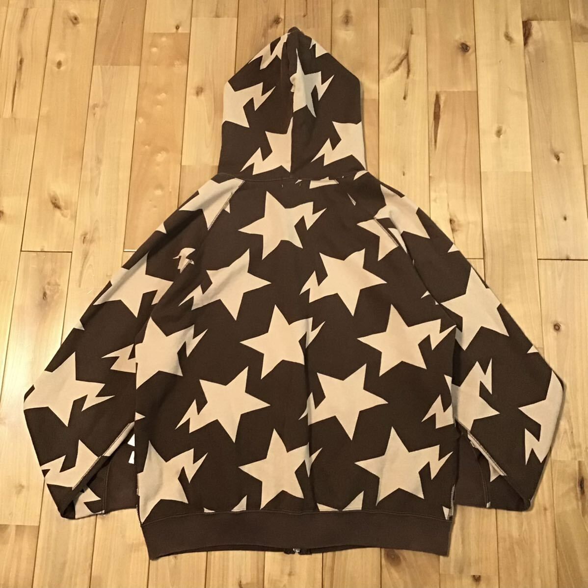 BAPE スター パーカー Mサイズ ブラウン ベージュ a bathing ape BAPE STA full zip hoodie エイプ ベイプ アベイシングエイプ NIGO