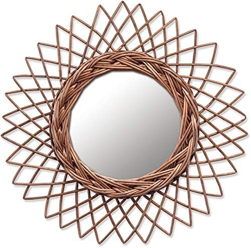 Small ポッシュリビング キーストーン 鏡 ブラウン(11642) S ウイッカーミラー IN116429