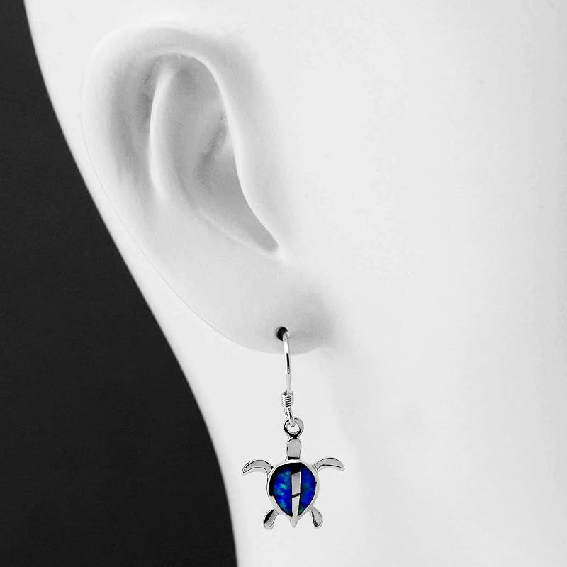 レイラニ ハワイアンジュエリー 亀 ホヌ（海亀） ブルーオパール ペンダント ネックレス シルバー 925（ロープチェーン40cm付） レイラニ ハワイアンジュエリー 亀 ホヌ（海亀）ブルーオパール ピアス