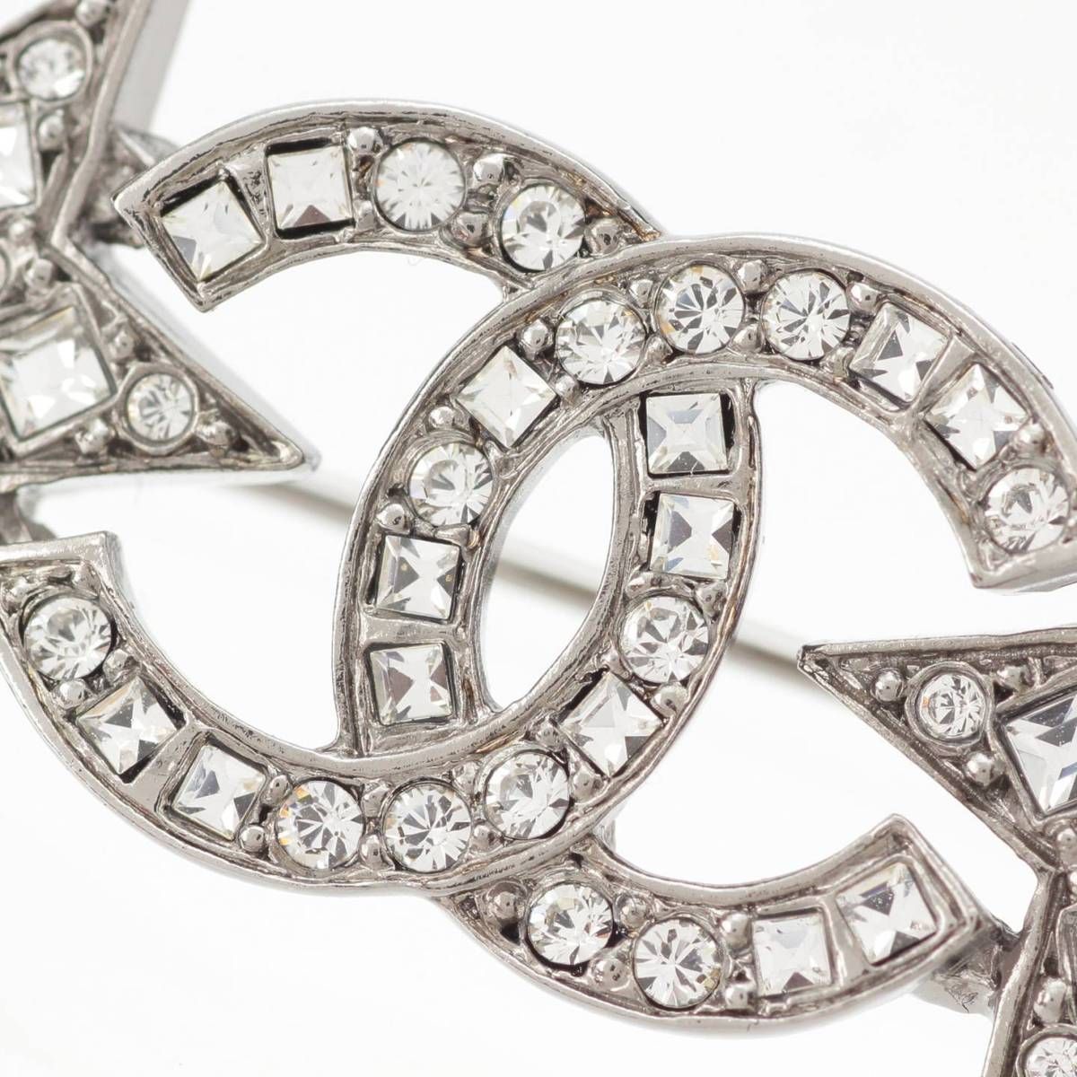 【極美品】シャネル CHANEL ブローチ ココマーク スター　ラインストーン シャネル ココマーク スター GP×ラインストーン ブローチ B23B