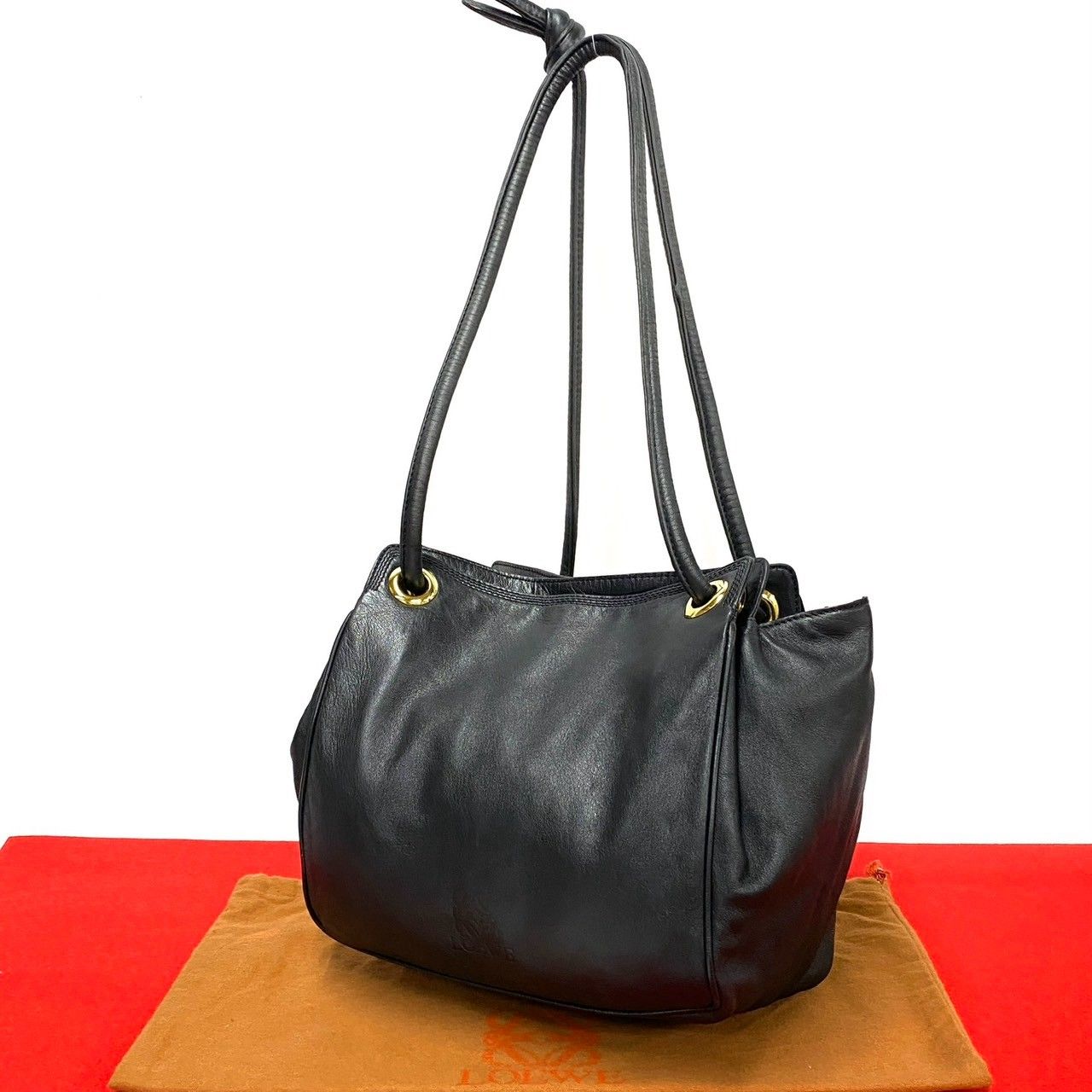 極 美品 LOEWE ロエベ ヴィンテージ アナグラム ロゴ ナッパ レザー 本