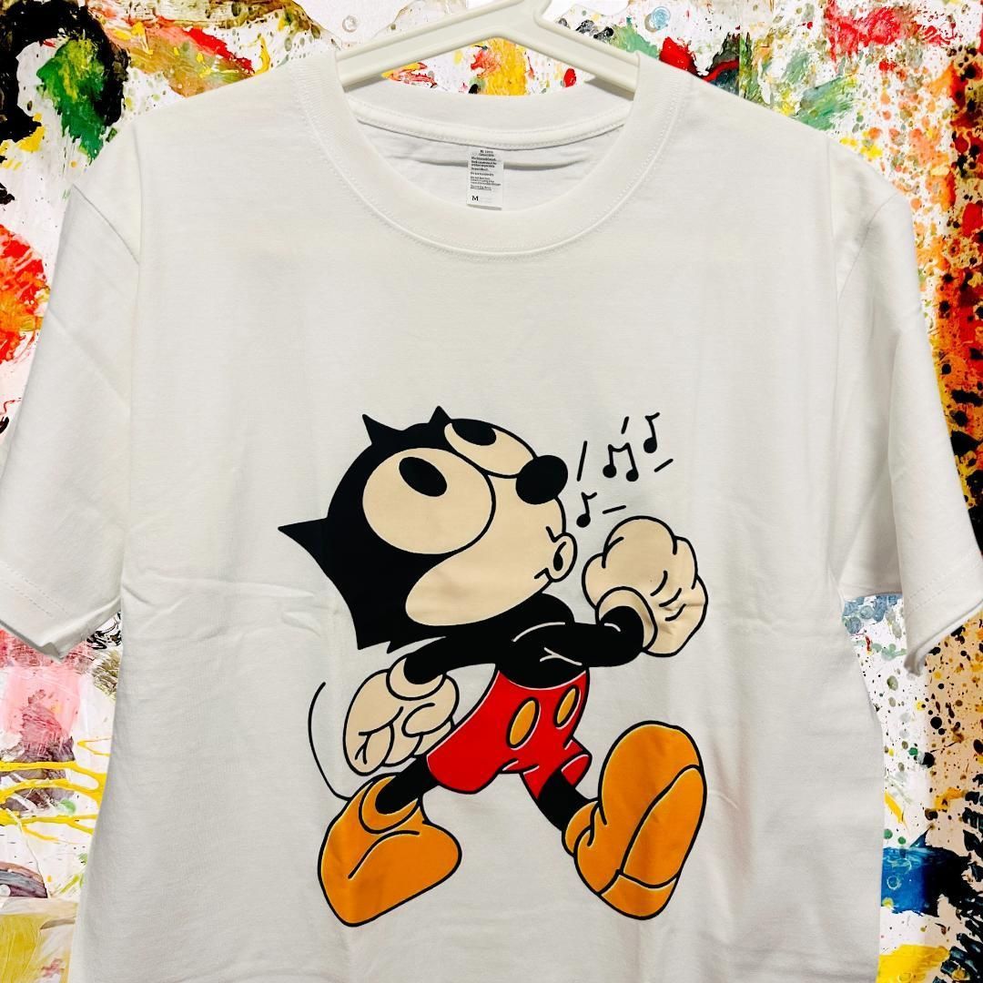 フィリックス リプリント Tシャツ 半袖 メンズ 新品 個性的 黒 フィリックス リプリント Tシャツ 半袖 メンズ 新品 お洒落 ホワイト M