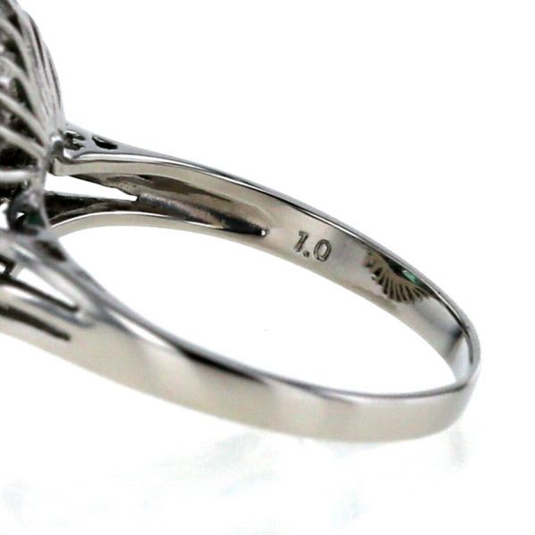 Pt900 プラチナ リング エメラルド 1.00ct ダイヤモンド 0.30ct