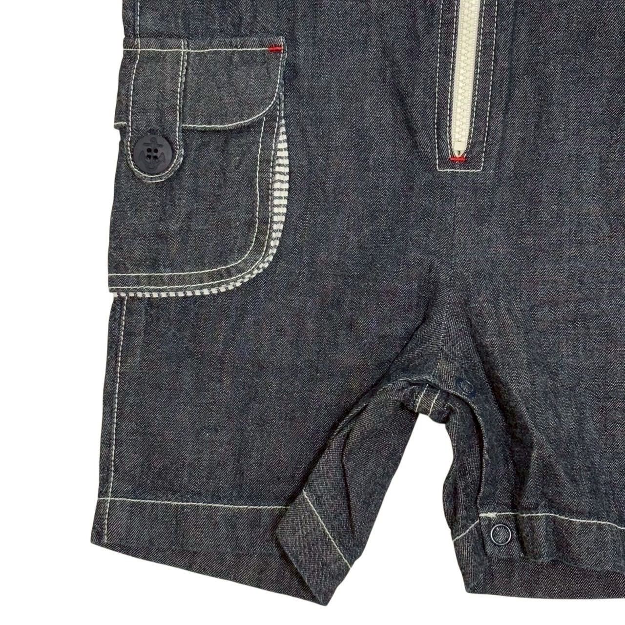 mikihouse ミキハウス デニムオーバーオール 青系 ブルー系 ワッペン