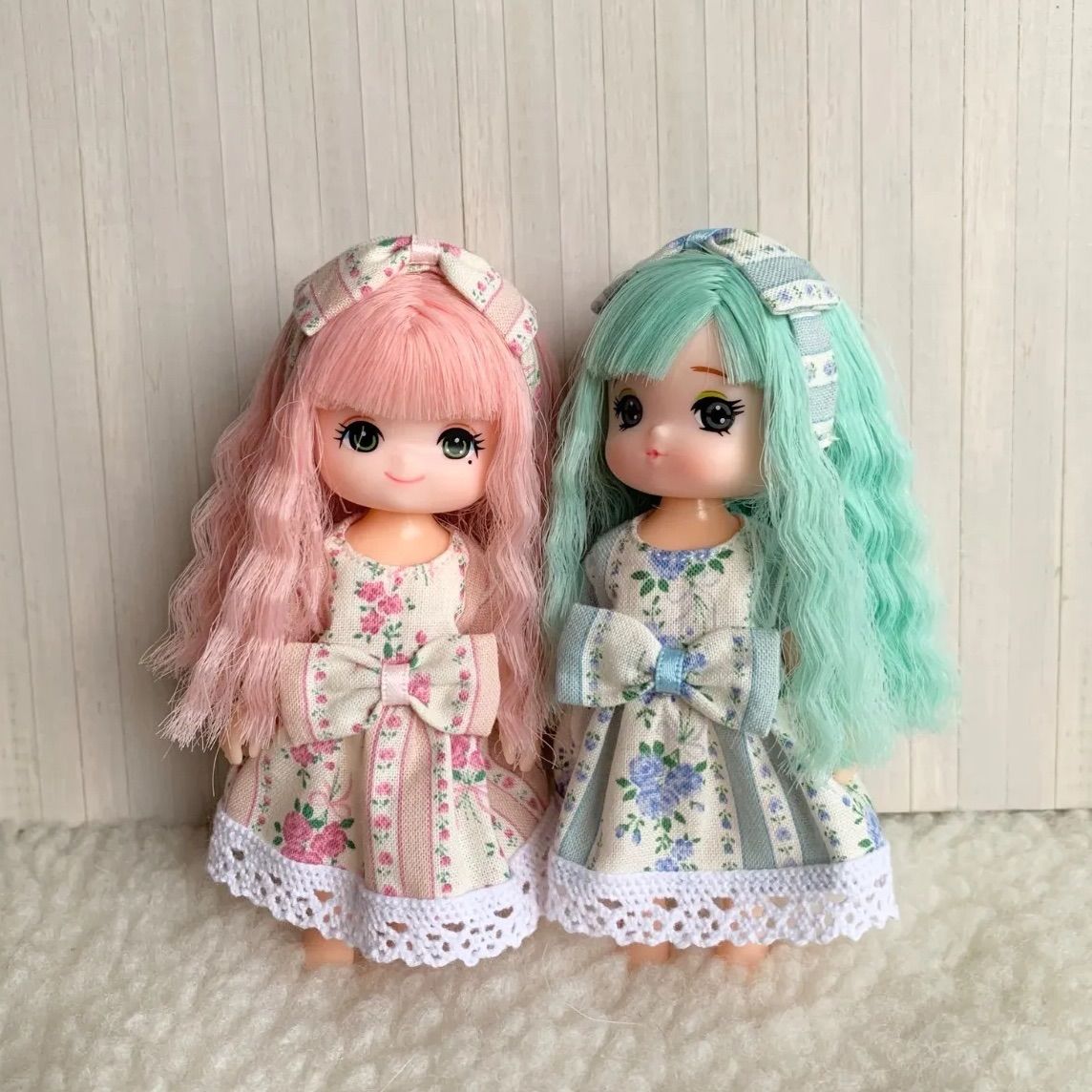 リカちゃん ミキちゃんマキちゃん 服 2着セット 花柄ワンピース ヘア 