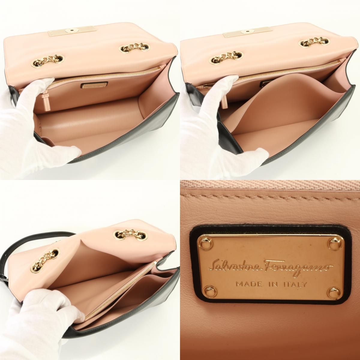 極美品 サルヴァトーレフェラガモ ヴァラ リボン レザー 2WAY チェーン 