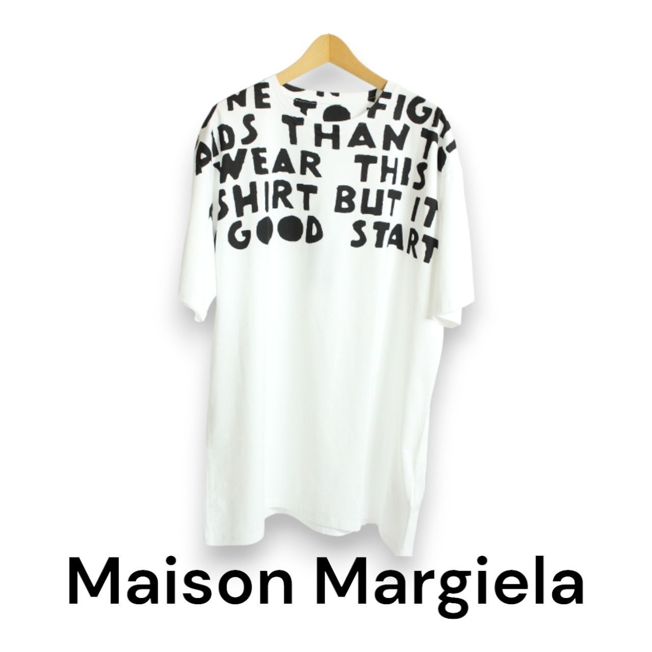 【新品】 メゾンマルジェラ　Maison Margiela　エイズTシャツ　オーバーサイズ　クルーネック　ホワイト S　22SS