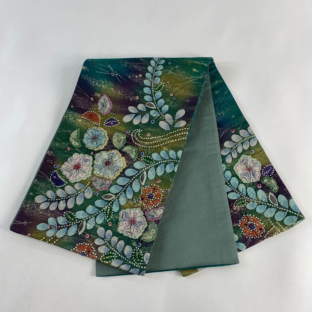 インターネットサイト 【競ナビ】 袋帯 美品 名品 辻が花柄 緑 お太鼓