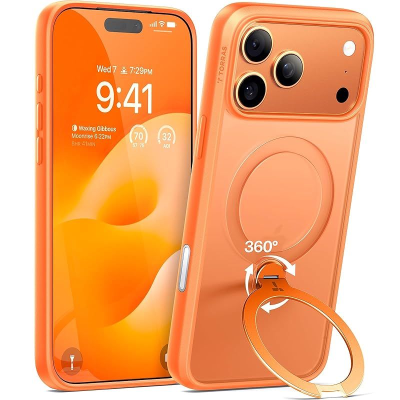 TORRAS iPhone 17 Pro 用 ケース【多機能一体・360°新定点回転スタンド