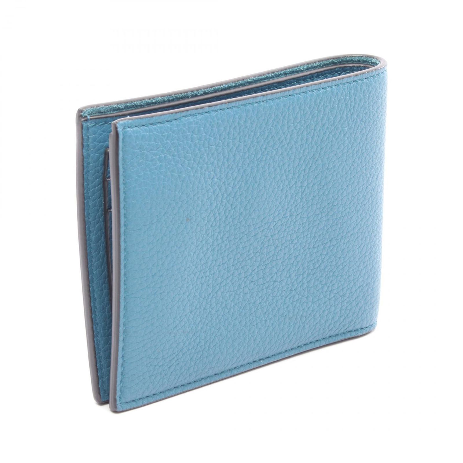 グッチ GUCCI 二つ折り財布 658681 ブルー レザー ロゴ 二つ折り財布 メンズ Used A